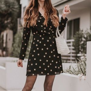 & Other Stories Black and Gold Wrap Dress